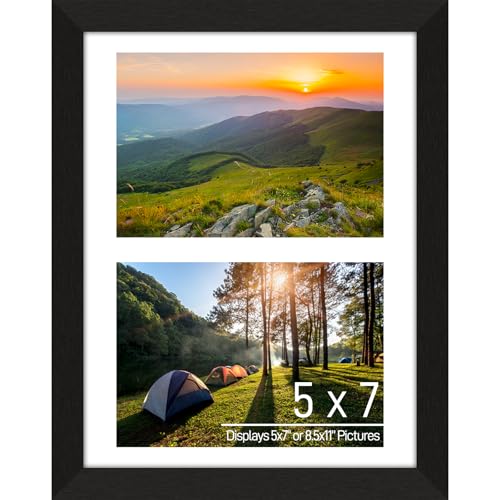 Lacopgr 5x7 Double Picture Frame Collage 2 Openings Black Wood Frame