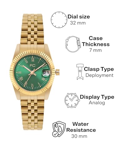 Image of French Connection Alice | Green Round Dial | Roman Numerals | Date Display | Analog Watch for Women - FCN00085H