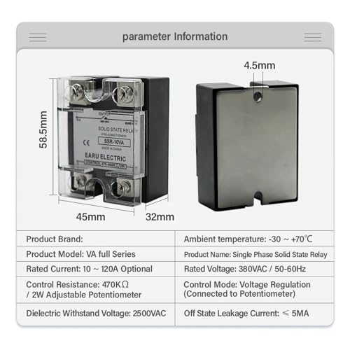 Solid State Relay SSR-40VA boîtier robuste pour régulation AC 380V
