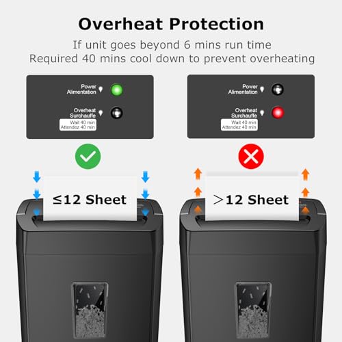 Bonsaii 12-Sheet Cross Cut Paper Shredder, 5.5 Gal Home Office Heavy Duty Shredder for Paper, Credit Card, Mail, Staples, with Transparent Window, High Security Level P-4 (C275-A) image 3