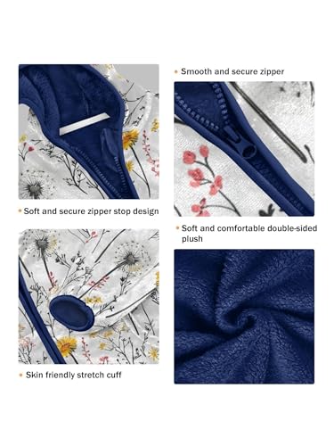 Country Wildflowers Girls Fleece Jacket Girls Fall Jacket Boys Coats Zip Up Hoodie Children Outerwear 2-10T3