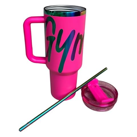 Gymnast 40 oz Hot Pink Tumbler with Holographic Script – Insulated Water Bottle for Gymnasts Cover
