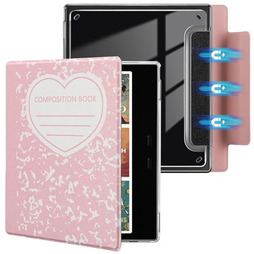 Case for Onyx Boox Go Color 7 (Gen I/II 2024/2025) / Boox Go 7 B/W (2025) boox go 7 Case with Detachable Magnetic Closure Auto Sleep/Wake Slim Shockproof Clear TPU Back Cover (Love Pink)