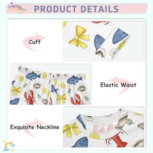 Pajama Sets Long Sleeve Seafood Pattern with Lemon Soft Comfy Sleepwear 2 Piece PJS 3-8T4