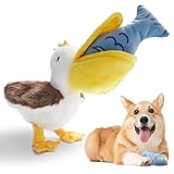 Nocciola Pelican & Fish Plush Toy for Dogs, 2 in 1 Design with Squeakers and Crinkle Paper, Mental Stimulation Puzzle Toy for Small Medium Dogs to Relieve Boredom & Anxiety