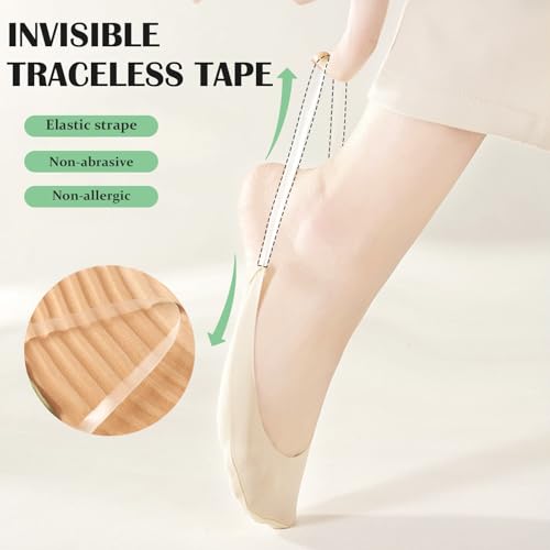 No Show Socks with Invisible Sling Back Womens, 6 Pairs Low Cut Half Toe Topper Socks with Non-Slip Straps for Heels4