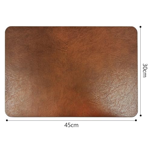 Set de table double face en cuir de vachette lot de 4 marron 45x30 cm