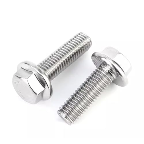 Image of M8-1.25 X 40 Flanged Hex Head Bolts Flange Hexagon Screws, 304 Stainless Steel 18-8, Pack of 10