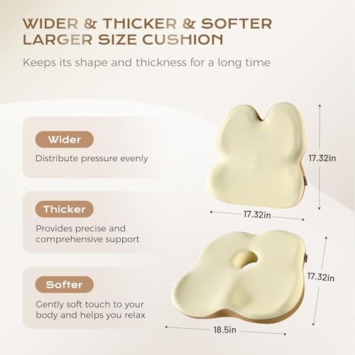 Image of Coverado Lumbar Support Pillow and Seat Cushions for Office Chairs, Memory Foam Orthopedic Coccyx Cushion for Tailbone Pain Cushion Pillow & Back Pain Pressure Relief Seat Cushion Coffee&Beige