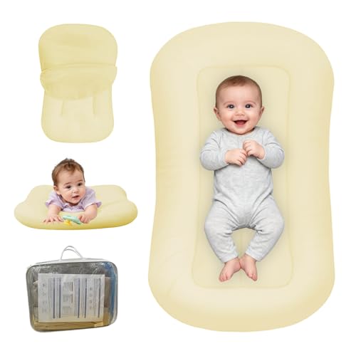 Image of Baby Lounger for Newborn, Bionic Design Baby Lounger, Soft Organic Cotton Breathable Lounger for Infants 0-18 Months (Yellow)