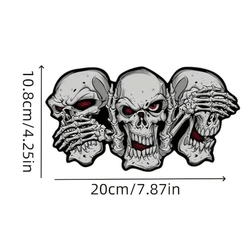 Sticker trois crânes vinyle pour masquer les rayures de voiture et PC - 5