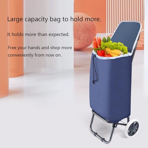Faltbarer blauer Einkaufswagen mit 2 Rädern – Einkaufstrolley, leicht und tragbar, perfekt für Einkaufen, Reisen und Besorgungen, einfache Lagerung – Bild 5