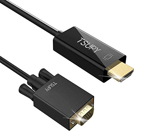 HDMI to VGA 6ft Cable, TSUPY HDMI-to-VGA Display Cord Gold-Plated Adapters 1.8M Long Cable HDMI Male to Male Core for Computer,PC, Monitor, Projector, HDTV, Chromebook