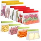 10 bolsas de silicona para congelador, reutilizables, bolsas de silicona reutilizables, bolsas de silicona para alimentos, bolsas de sándwich, bolsas de cocina para verduras, leche, aperitivos, carne