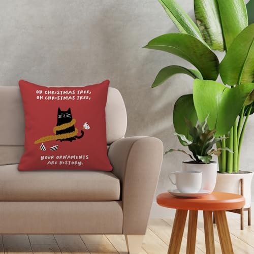 Funny Cat Christmas Pillow Covers, 18x18, Christmas Cat Decor, Perfect for Home, Bedroom, Living Room, Gift image 5