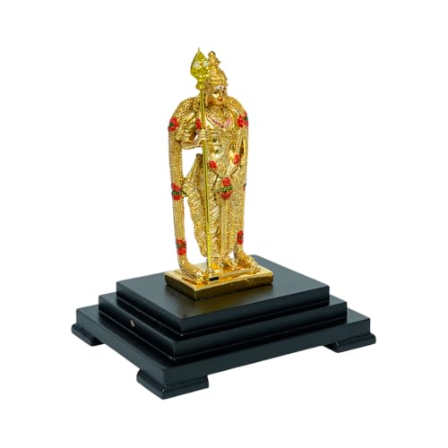 Image of Gold Plated Murugan Swami Idol for Home Temple & Pooja Room | Decorative Spiritual Showpiece for Office Desk & Devotional Gift