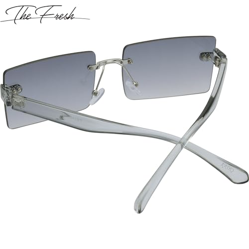 Image of The Fresh Minimalist Small Rectangular Sunglasses Clear Eyewear - Exquisite Packaging