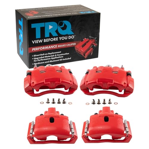 Image of TRQ Performance Front and Rear Brake Caliper Set Hardware Compatible with 07-09 Chrysler Aspen 07-09 Dodge Durango 11-18 Ram 1500