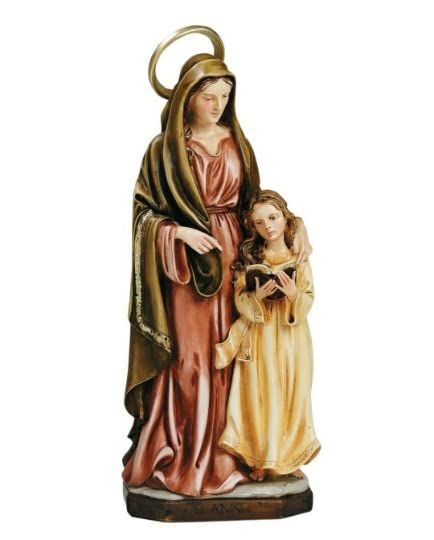 Generico ArteSacraCaravaggio Statua di Sant' Anna cm 30 (11,81 inches) in marmo resina piena decorata a mano di produzione artigianale italiana