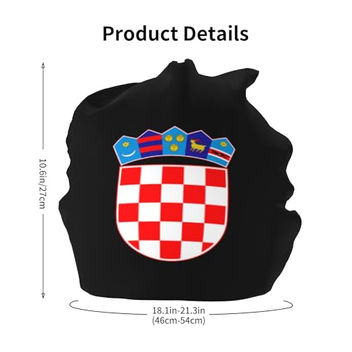 National Emblem of Croatian Children Hip Hop Knitted Hat Kids Elastic Leisure Knit Cap Warm Sleep Beanies Black2