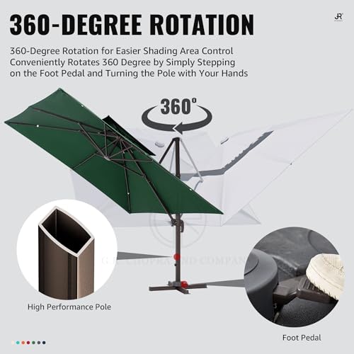 Image of THESHELTERS - Premium Garden Umbrella 360 Degree Rotating Stylish and Durable Outdoor Garden Umbrella with Heavy-duty Water Base (95Kgs)- Patio and Lawn Umbrella, 2.5x2.5m Big Size Outdoor Umbrella with Stand