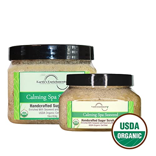 Earth'S Enrichments 853284004475 Organic Sugar Scrub Vegan, Peppermint, Rosemary, Seaweed Body Scrub thumb #1