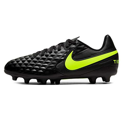 Nike Unisex Kid's Junior Legend 8 Club Fg/Mg Soccer Shoe (Black/Volt, Numeric_5)