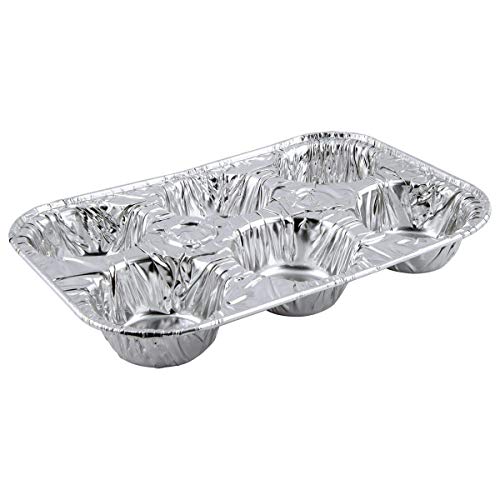 6-Cavity Aluminum Cupcake Muffin Pans | Disposable Baking Cup Cake Mold Pan | Use for Baking Mini Muffin, Cupcake, Cake | For Weddings, Parties, Birthdays, Gatherings (40 Pack)