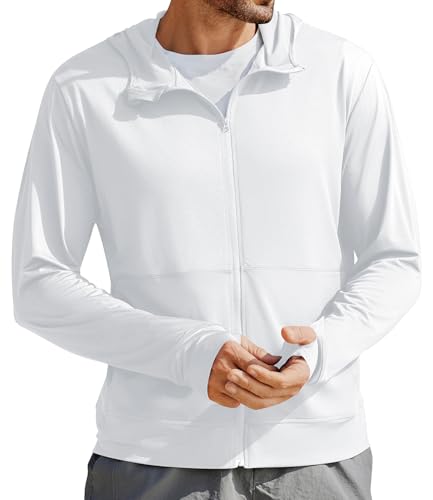 Image of PINSPARK Men's UPF 50+ Full Zip Up Sun Protection Hoodie Jacket Long Sleeve Lightweight UV Shirts for Men Hiking Fishing