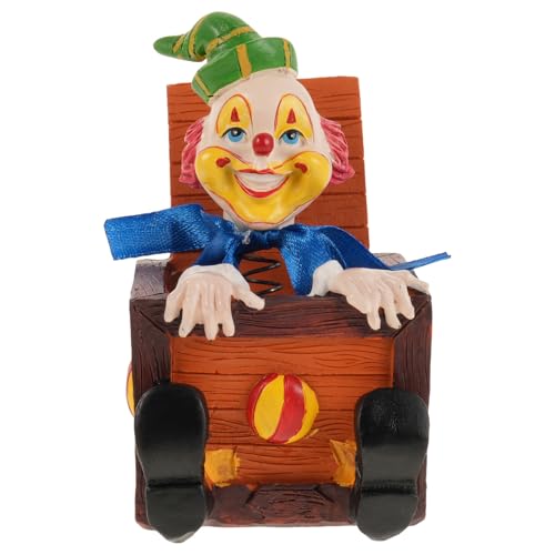 SMASOLO Figura Decorativa de Resina de Circo Sentado Caja Adorno Creativo para Habitación Infantil Decoración Navideña y Carnaval Coleccionable para Estantería y Mesa