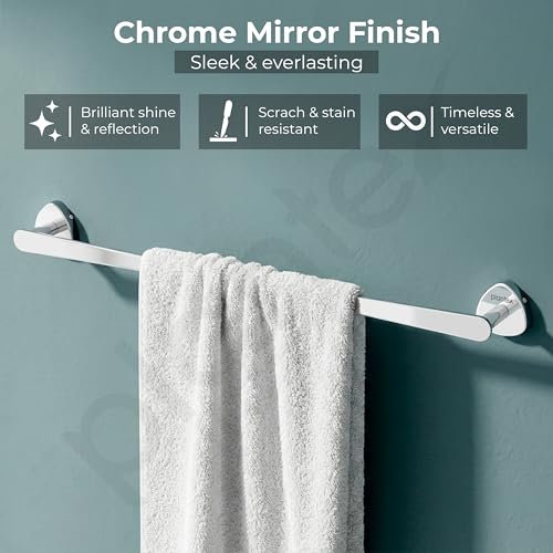 Image of Plantex J4 Stainless Steel Towel Holder in Bathroom /Cloth Hanger for Bathroom /24 Inch Single Towel Rod /Bathroom Accessories (Chrome Finish) Angel
