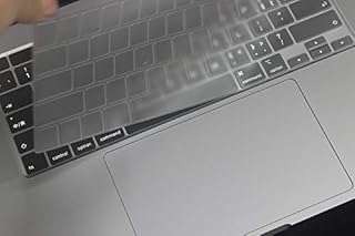 Se7enline 2019/2020/2021 MacBook Pro 16 inch A2141 Keyboard Cover Soft Silicone Skin Protector for 2022 MacBook Pro 13-inch A2251 A2289 A2338 M1 M2 with Touch Bar Touch ID EU Layout, Frost Transparent