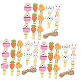 Gogogmee 120個ミニ木製洗濯ばさみ 色付き イースターデザイン 工芸用 写真飾り パーティー装飾 教室用 多目的クリップ