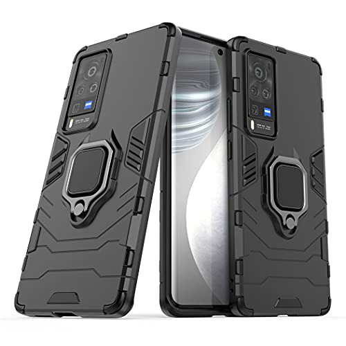 Compatible avec Vivo X60 Pro Coque, Anneau de Support Téléphone Voiture Magnétique Bague 360 Étui de Protection (Noir) Cover