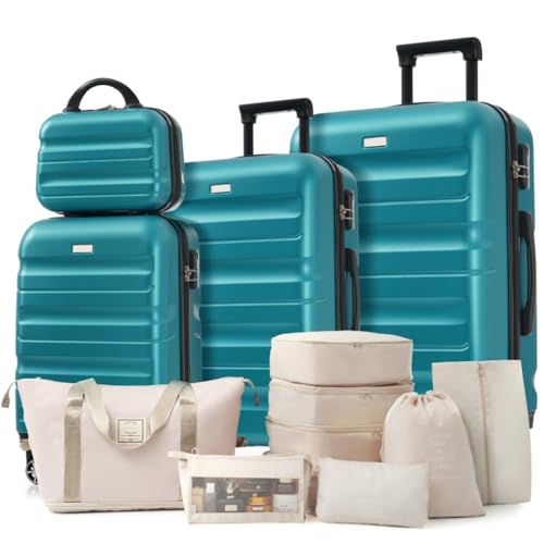 Hardshell ABS Luggage Set - Lightweight & Durable Suitcases with Dual Spinner Wheels, Carry-On & Check-In Sizes for Travel & Business (Blue)