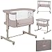 lionelo Aurora 3 en 1 Lit bébé jusqu'à 9 kg Cododo, Berceau Réglage de la Hauteur et de l’Inclinaison du Matelas 4 roulettes avec Freins Matelas Ergonomique Sac (Beige)