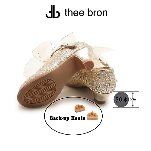 Image of THEE BRON Girls Low Heel Dress Shoes Mary Jane Party Wedding Flower Girl Pumps