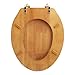 Signature Hardware 153865 Luxury Light Oak Toilet Seat Standard Hinges - Elongated Bowl - Oak/Polished Brass
