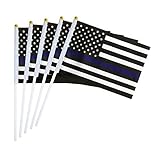Kind Girl 50 Pack Thin Blue Line USA American Police Flag，Hand Held Honoring Law Enforcement...