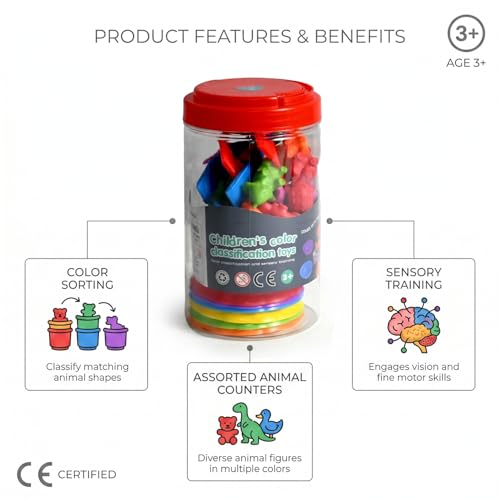 Image of BeFunky Counting Matching Game with Sorting Bowls, Color and Sensory Montessori Educational Learning Toys Set Gift for Toddlers Preschool Age 3+ Years Old (Dinosaur Box)