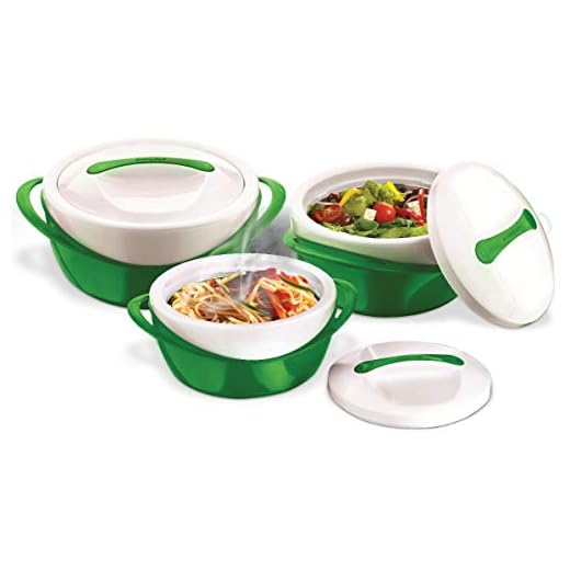 Pinnacle Insulated Casserole Dish with Lid 3 pc. set 2.6/1.25/.6 qt. Elegant Hot Pot Food Warmer/Cooler - Large Thermal Soup/Salad Serving Bowl- Stainless Steel Best Gift Set for Moms – Holidays Green