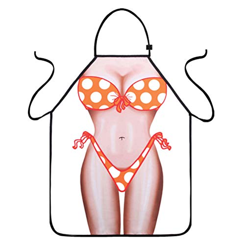 VIPbuy Set of 2 Pcs Novelty 3D Muscle Man & Bikini Woman Funny Kitchen Aprons Waterproof Sexy Pinny Apron Adjustable Cooking Aprons for Couples BBQ Gifts