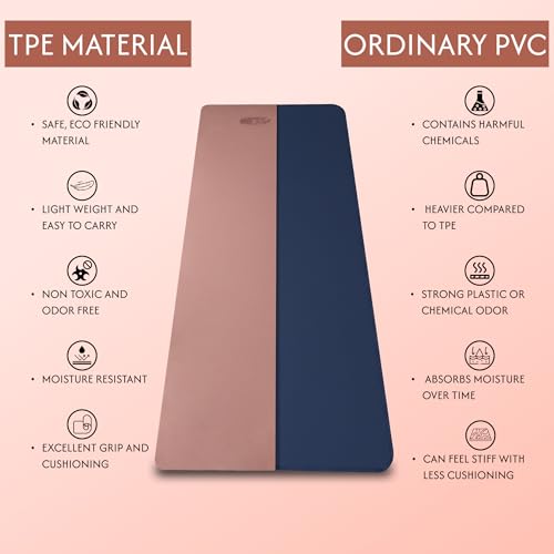 Image of WHACKK Yoga Mat 4mm Coral Pink | Lightweight Anti-Skid Exercise Mat | Portable TPE Mat for Yoga, Pilates, Stretching, Gym & Home Workout
