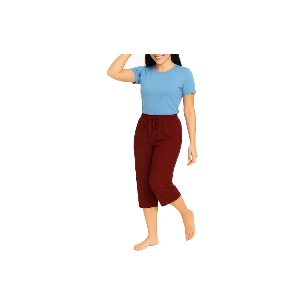 Womens Loosefit Capri, 3/4th Capri with Loosefit Marrone Single Pack-picture-34