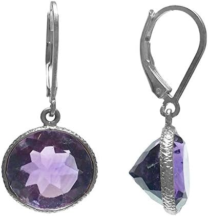 Gem Stone King 12.00 Cttw Round Amethyst 925 Sterling Silver Leverback Dangle Earrings For Women | Gemstone Birthstone | Round 12MM - Image 7