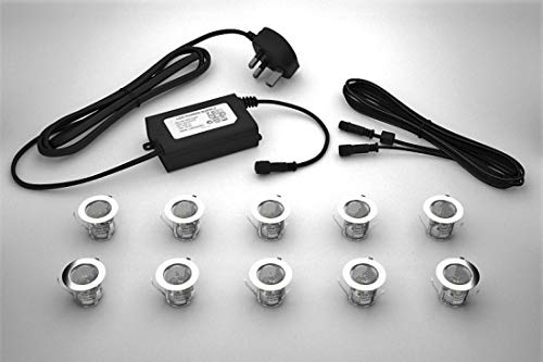 Seal Designs 10 x 30mm LED Lights Deck/Decking/Kitchen Plinth Warm White **Now with IP68 Waterproof Transformer