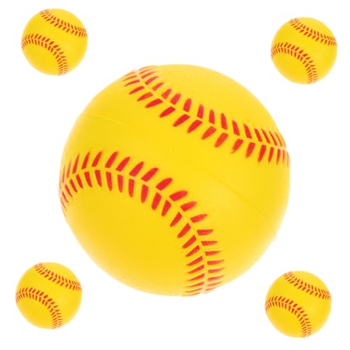 Frcolor 5個 スポンジ製トレーニング野球ボール 初心者向けソフトボール 練習用室内屋外兼用 明るいイ ー色で耐久性あり の野球スキル向上