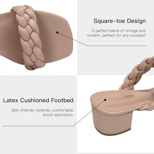 Wide Width Chunky Heels for Women Braided Dressy Sandals Square Open Toe Summer Shoes2