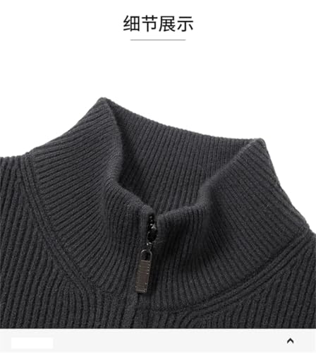 Men's Woolen Clothes Zipper Cardigan Thick Knit Long Sleeve Classic Solid Sweater Cardigan3