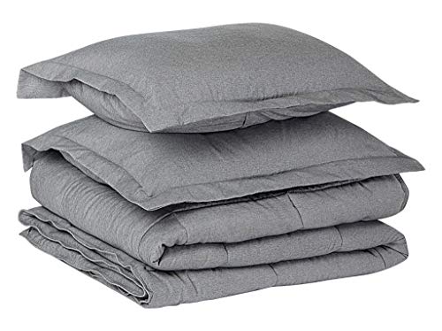 Chezmoi Collection 3-Piece Yarn-Dyed Heather Weave Down Alternative Comforter Set (Queen, Gray)